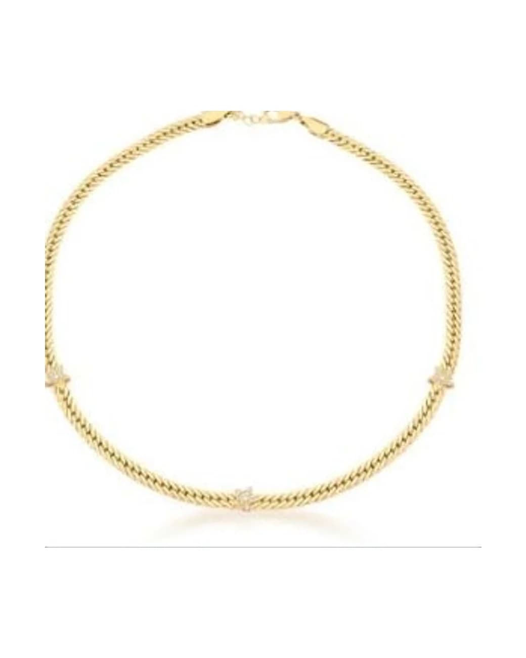 Colar Choker Elo Grumet Cravejado Três Estrelas