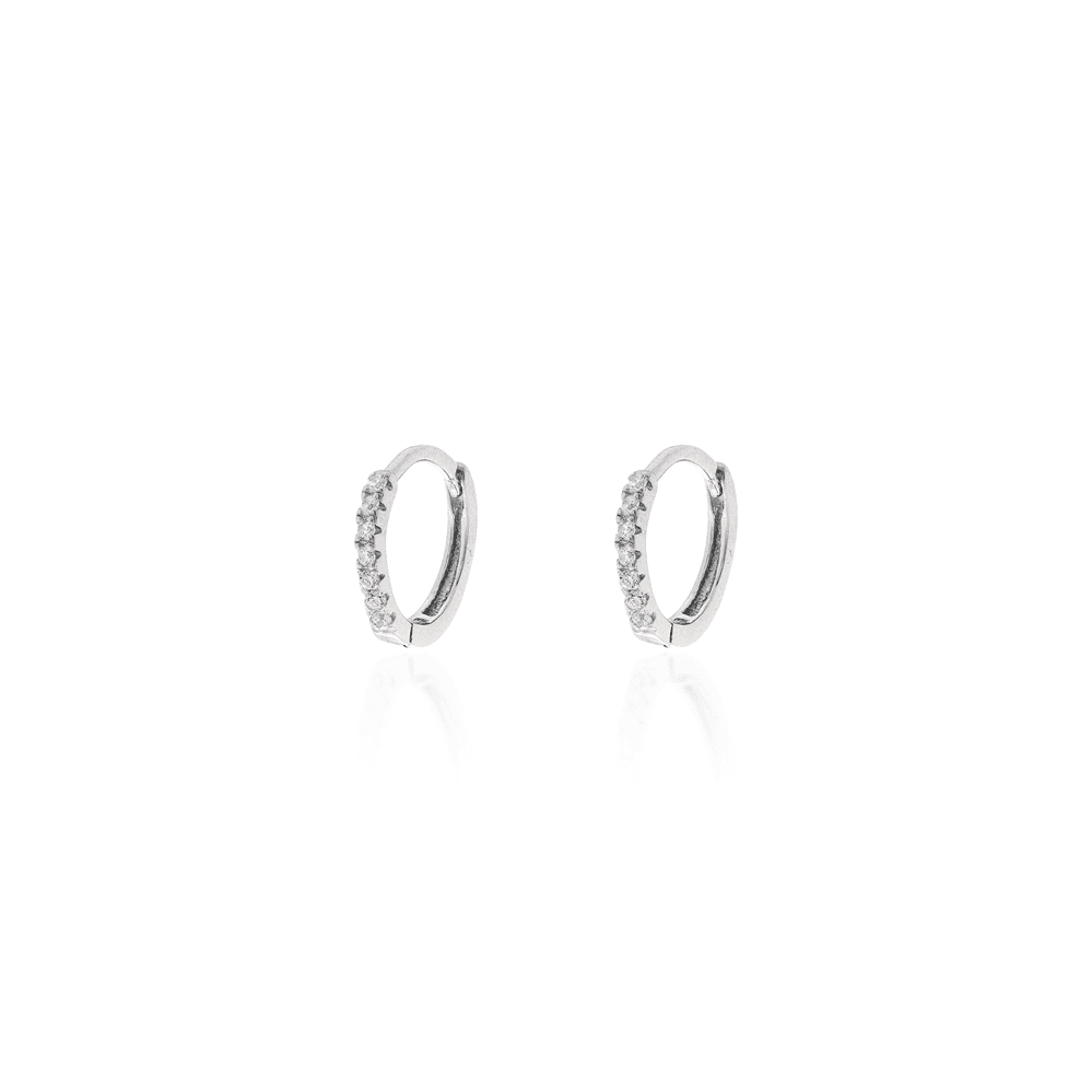 Argola 10 mm Meia Gravação Fina Prata