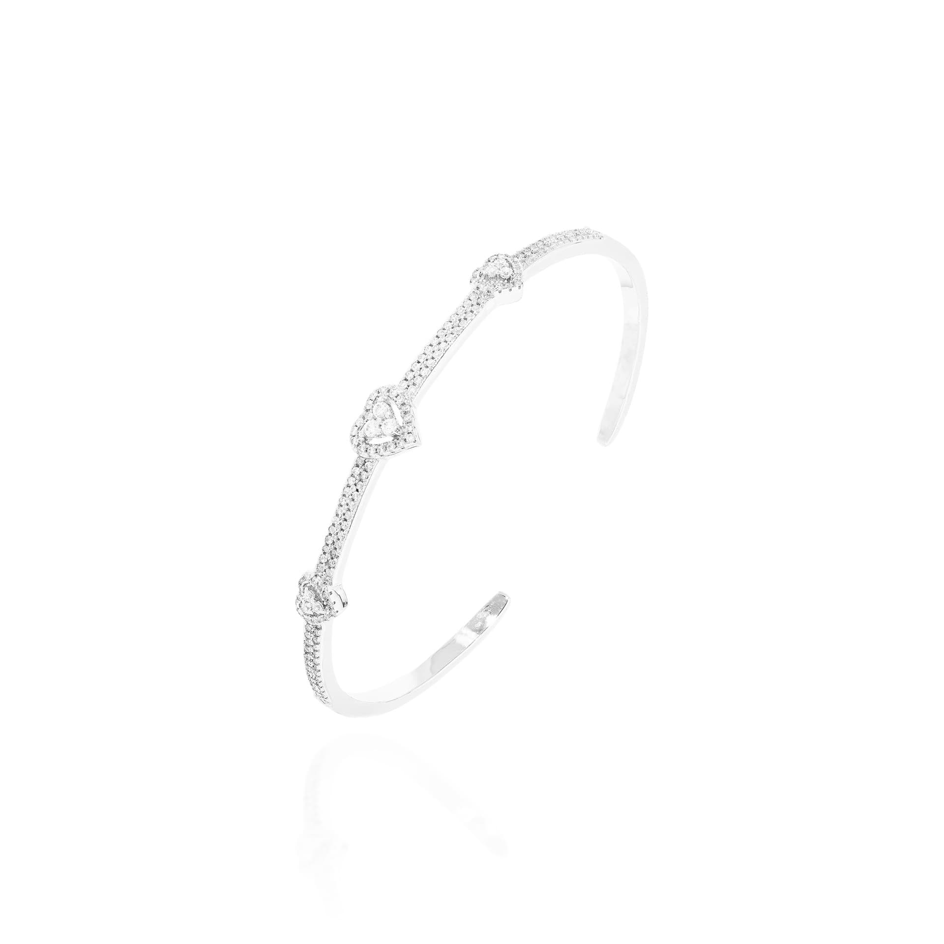 Bracelete Meia Duas Fileiras Três Cravações