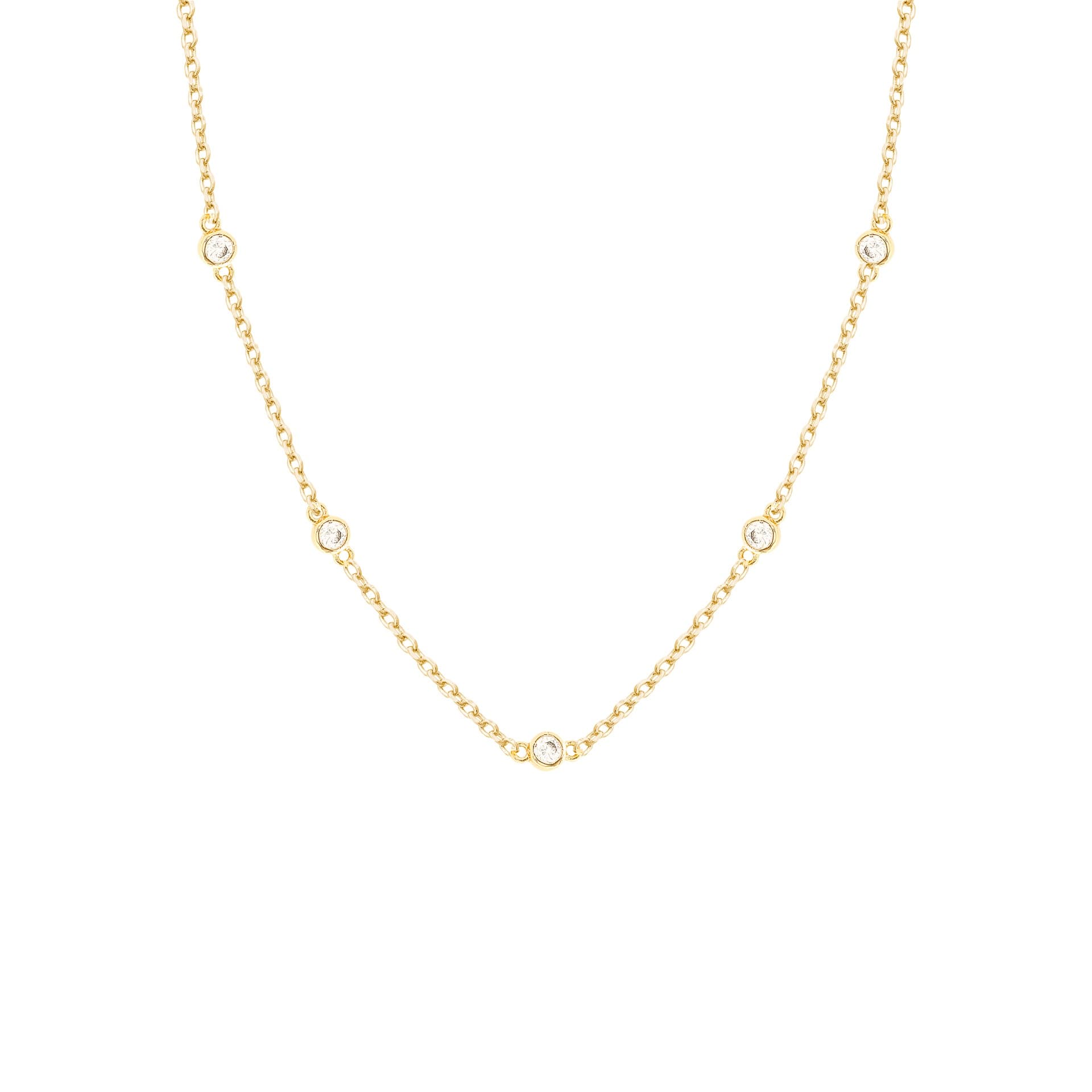 Colar Elos 6 Pontos de Luz Dourado p/