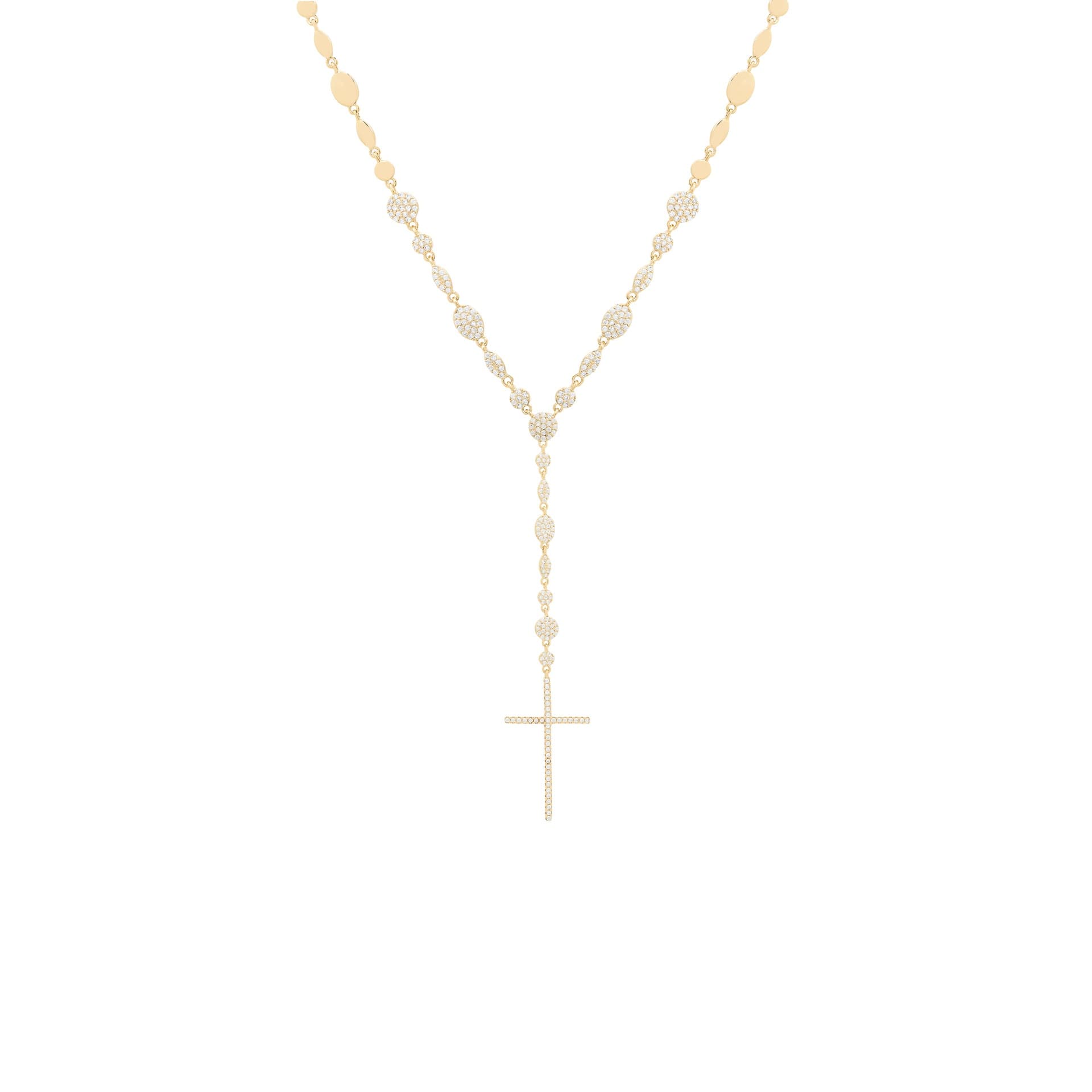 Colar Religioso Cruz Cravejada Dourado