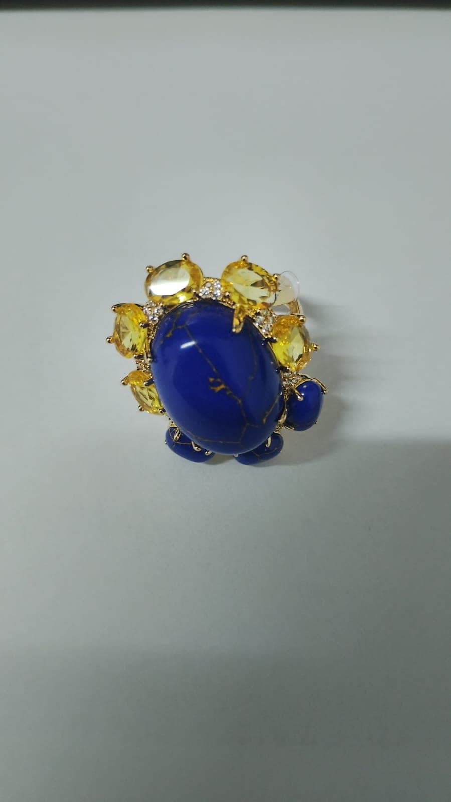 Anel Grande Pedra Lápis Lazuli 4 Garras