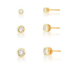 Brinco Ponto de Luz com Dourado ao Redor M