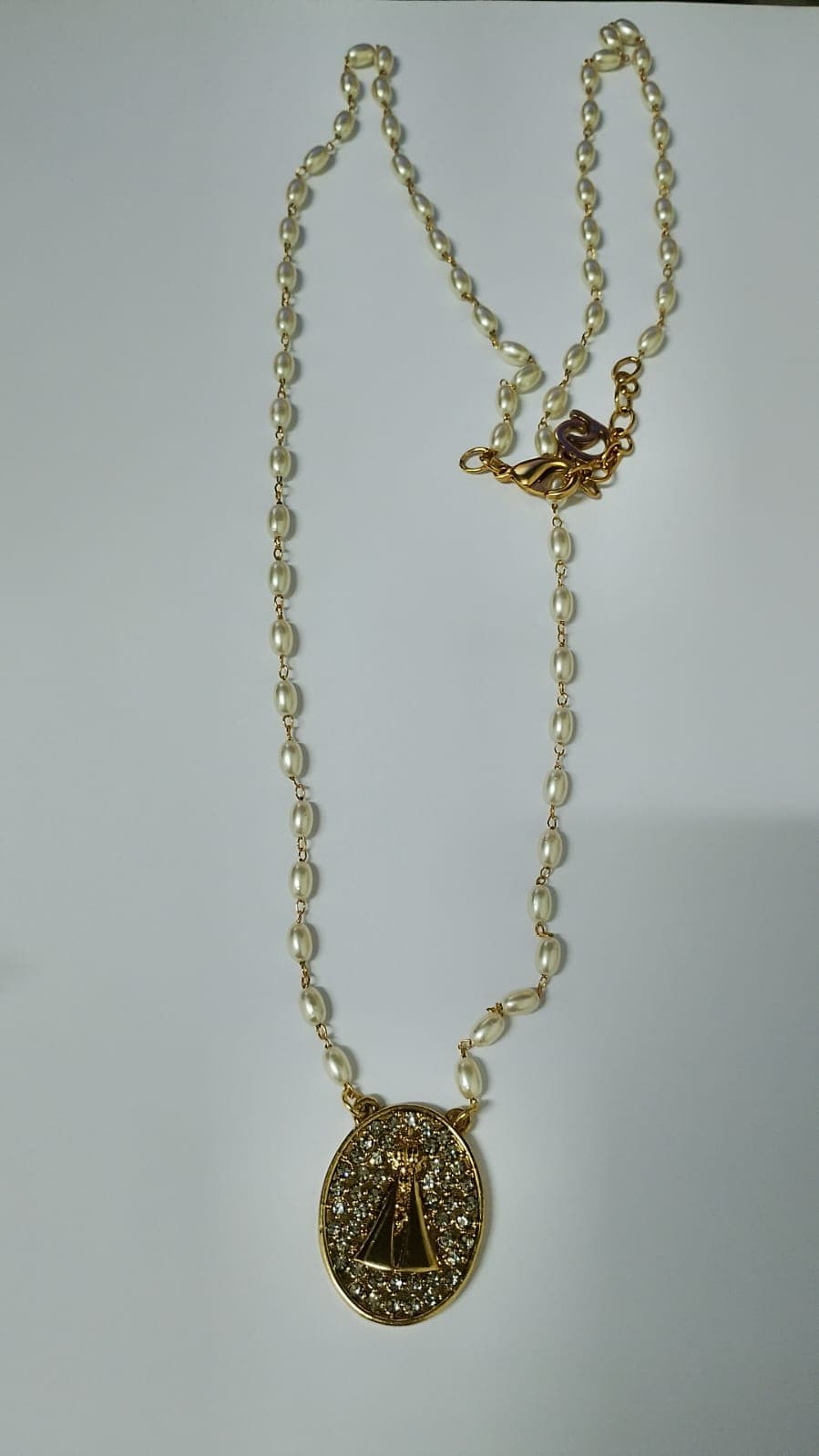 Colar com Pérolas Pingente Nossa Senhora