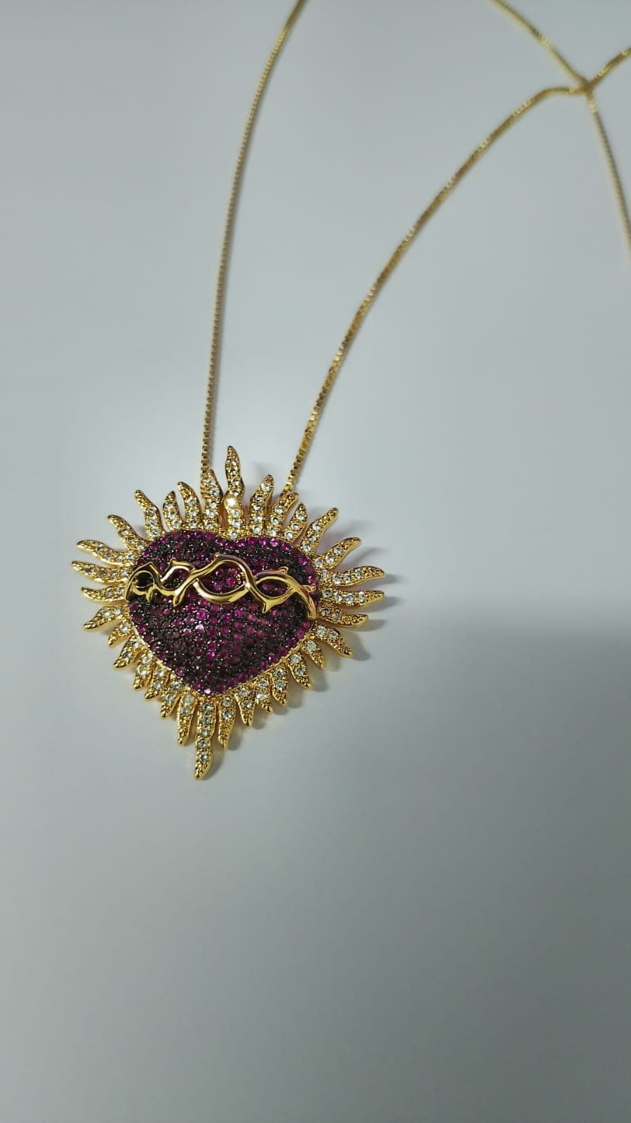 Corrente c/ Ping Zirconia Coração de Jesus