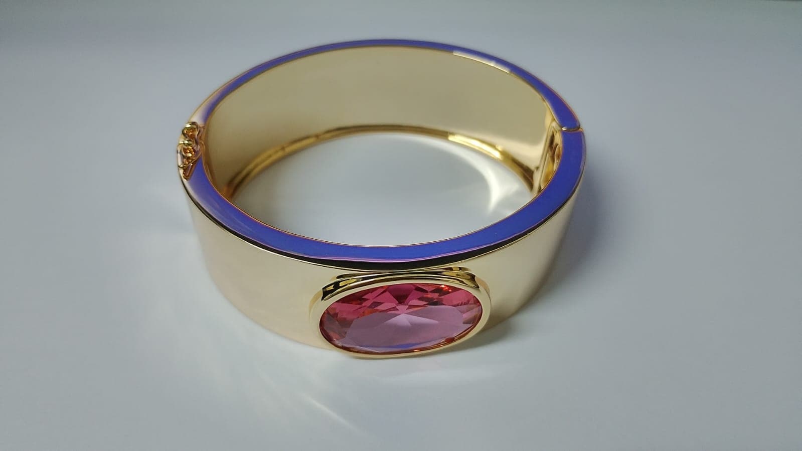 Pulseira Bracelete Pedra Oval Rosa