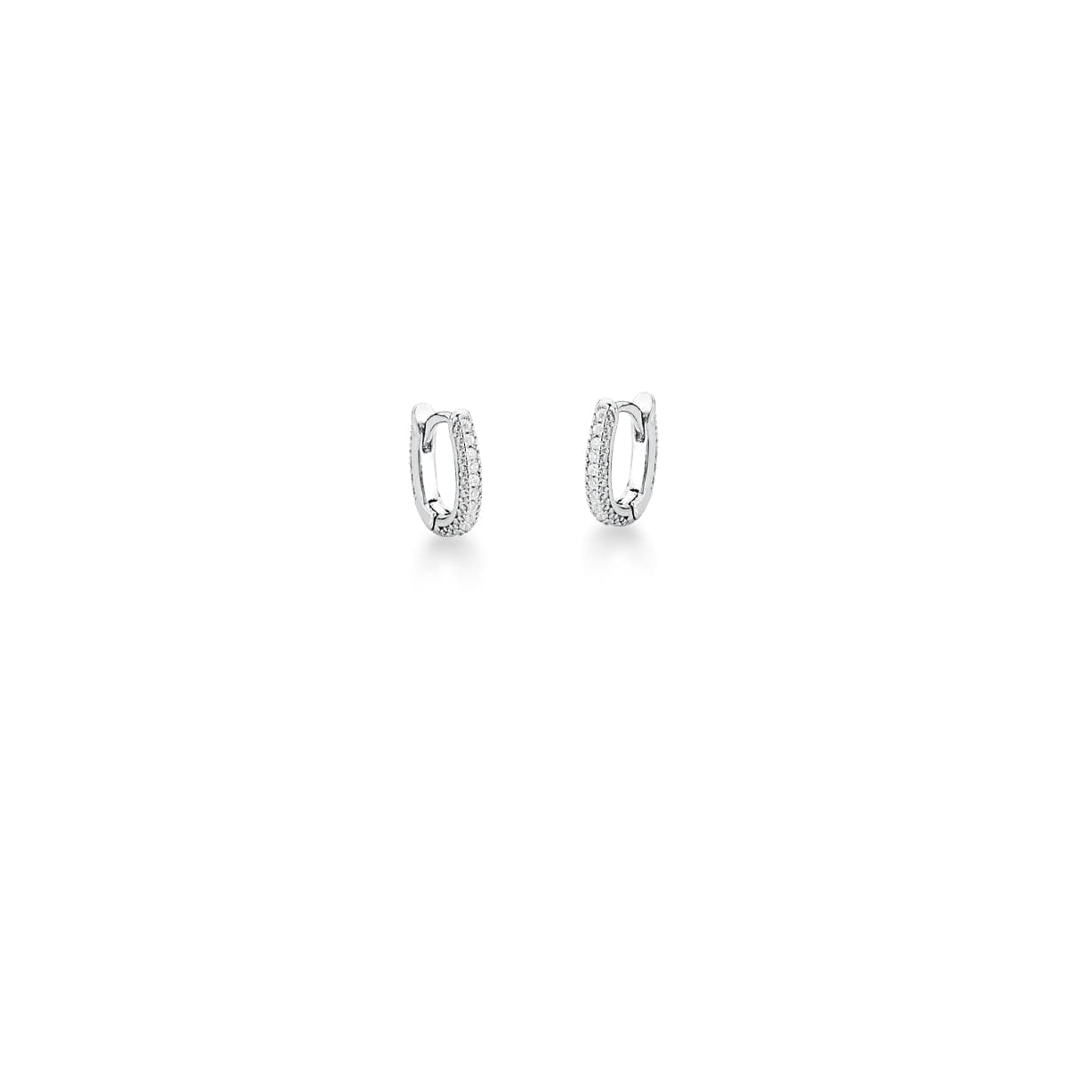 Brinco Argola Oval Zirconia Ródio P