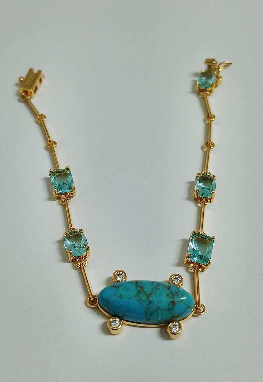 Pulseira Turquesa Oval com Pedra Maleavel