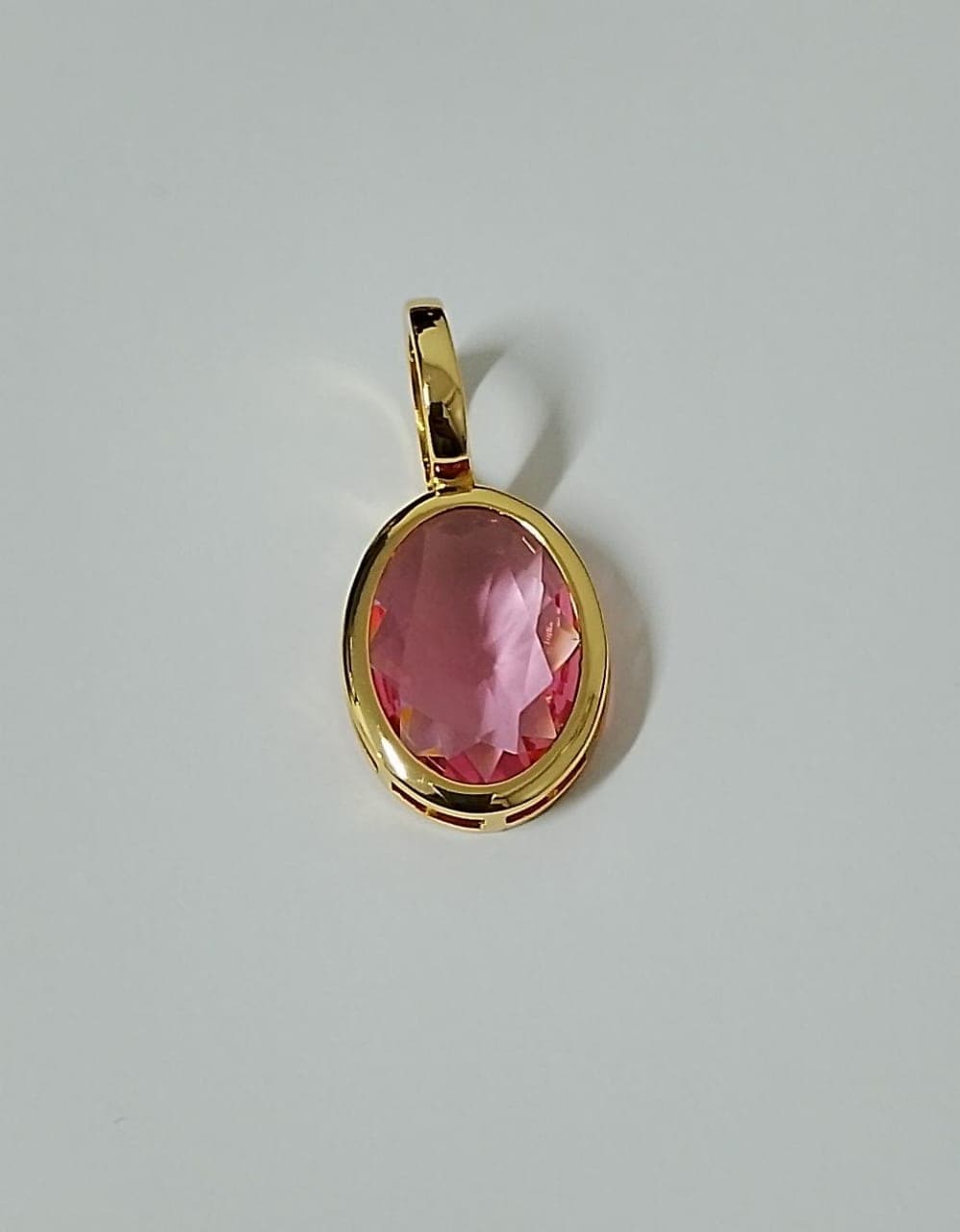 Pingente Fecho Cristal Oval Lateral Vazado Rosa Claro