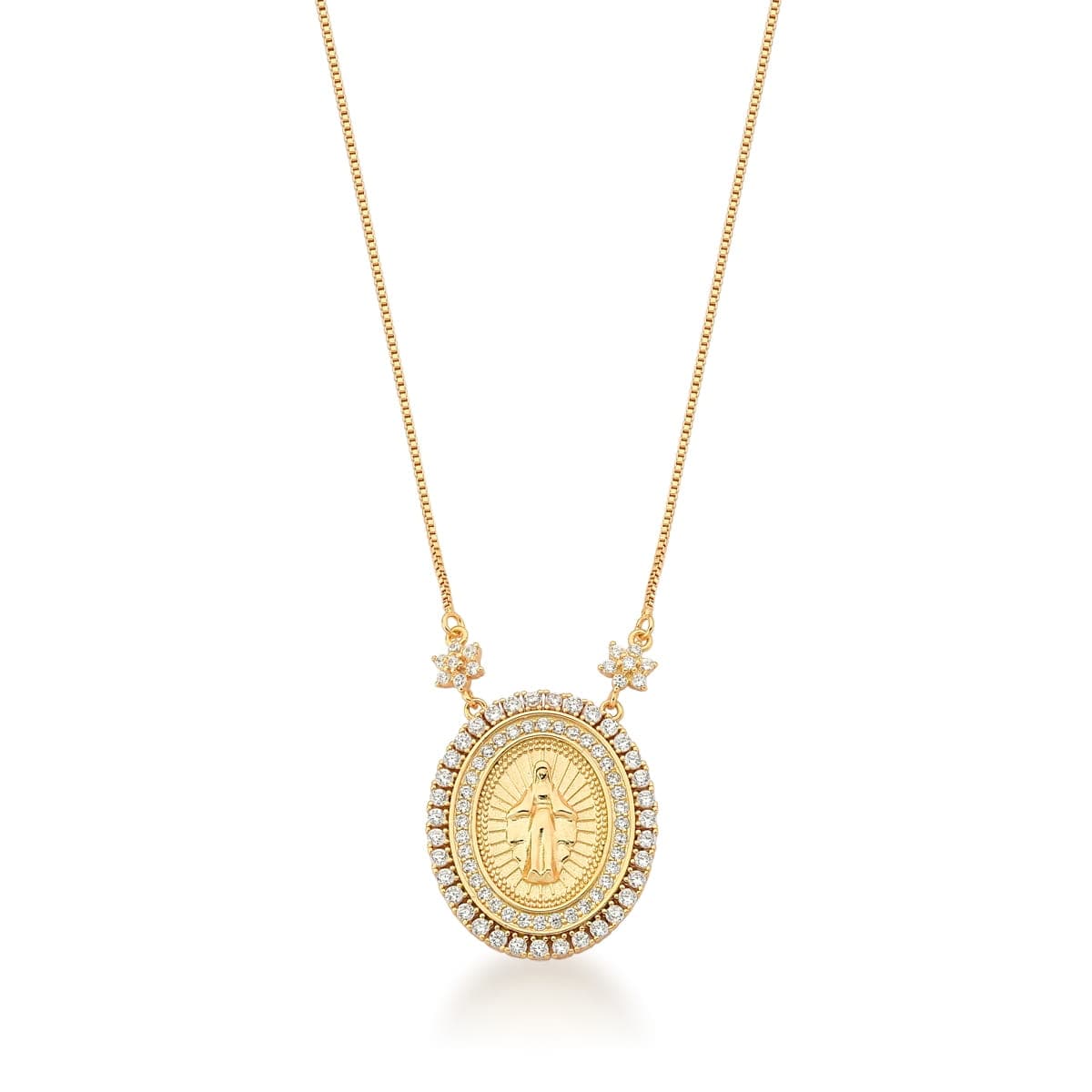 Colar Oval Nossa Senhora das Graças 2 Flor
