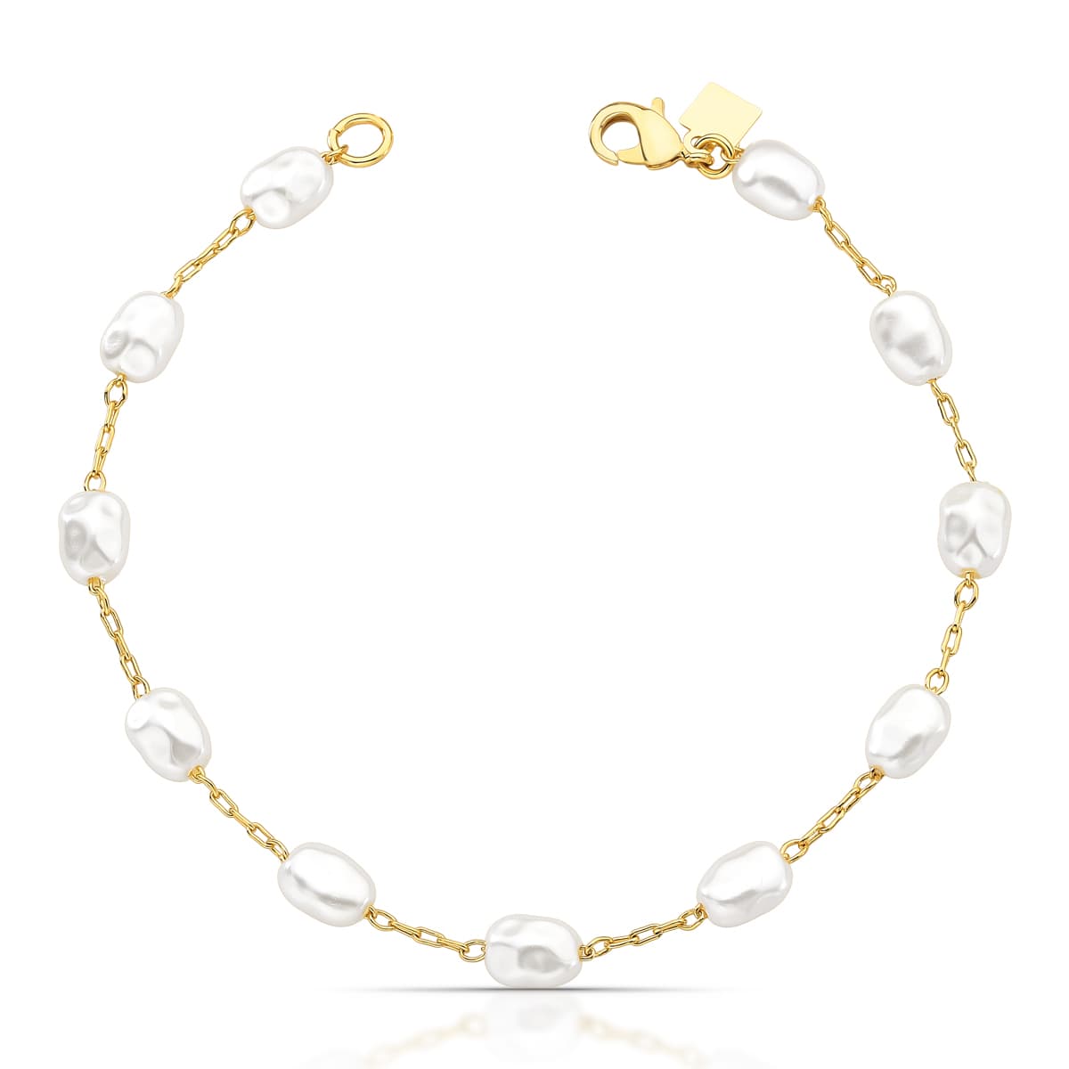 Pulseira Perola Sintetica Barroca Organizo Oval 5mm 20cm