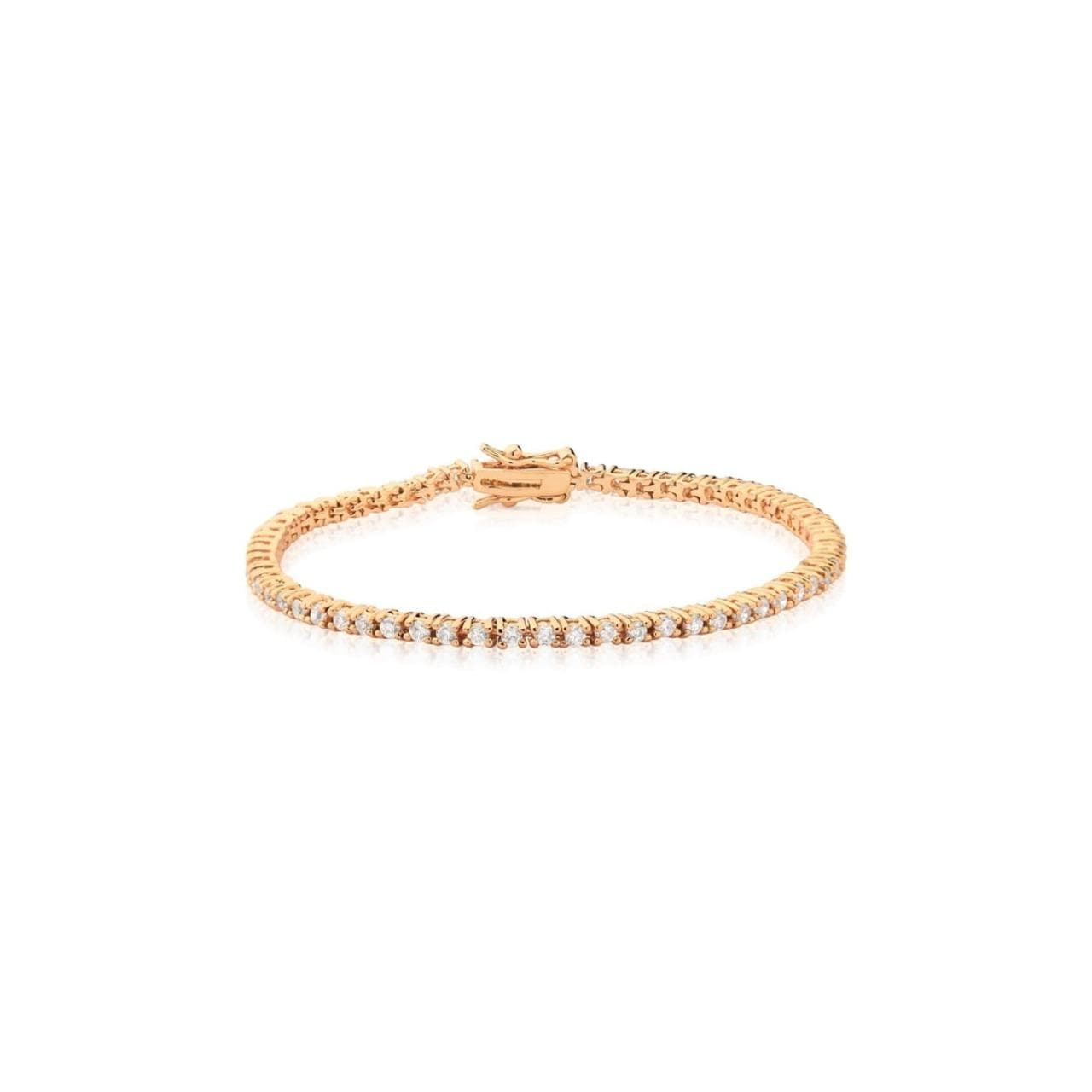 Pulseira Riviera Pedra Redonda 2mm Dourada 18cm
